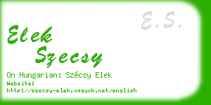 elek szecsy business card